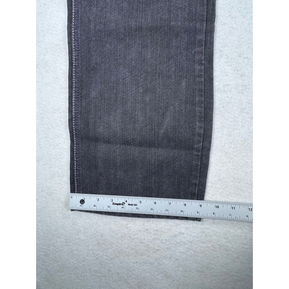 King Maker Mens Straight Leg Jeans Black Faded Purple Contrast Stitch Size 34x28 - Picture 15 of 15
